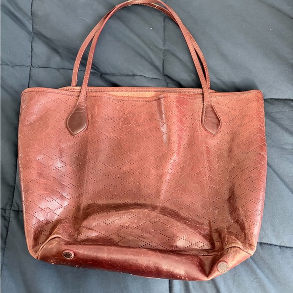 Used Vintage Maroon Leather Tote Bag - MZ Wallace - very few made - Picture 2 of 5